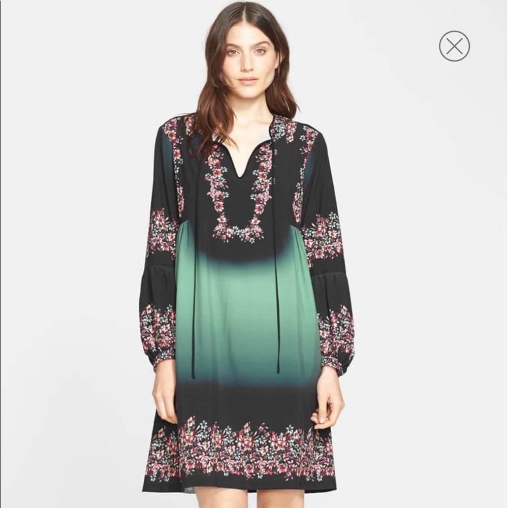 Clover Canyon Floral Print Autumn Ombré Dress